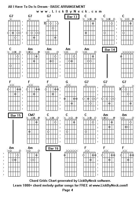 Chord Grids Chart of chord melody fingerstyle guitar song-All I Have To Do Is Dream - BASIC ARRANGEMENT,generated by LickByNeck software.